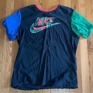 Nike Black Tee with Multicolor Logo and Sleeves